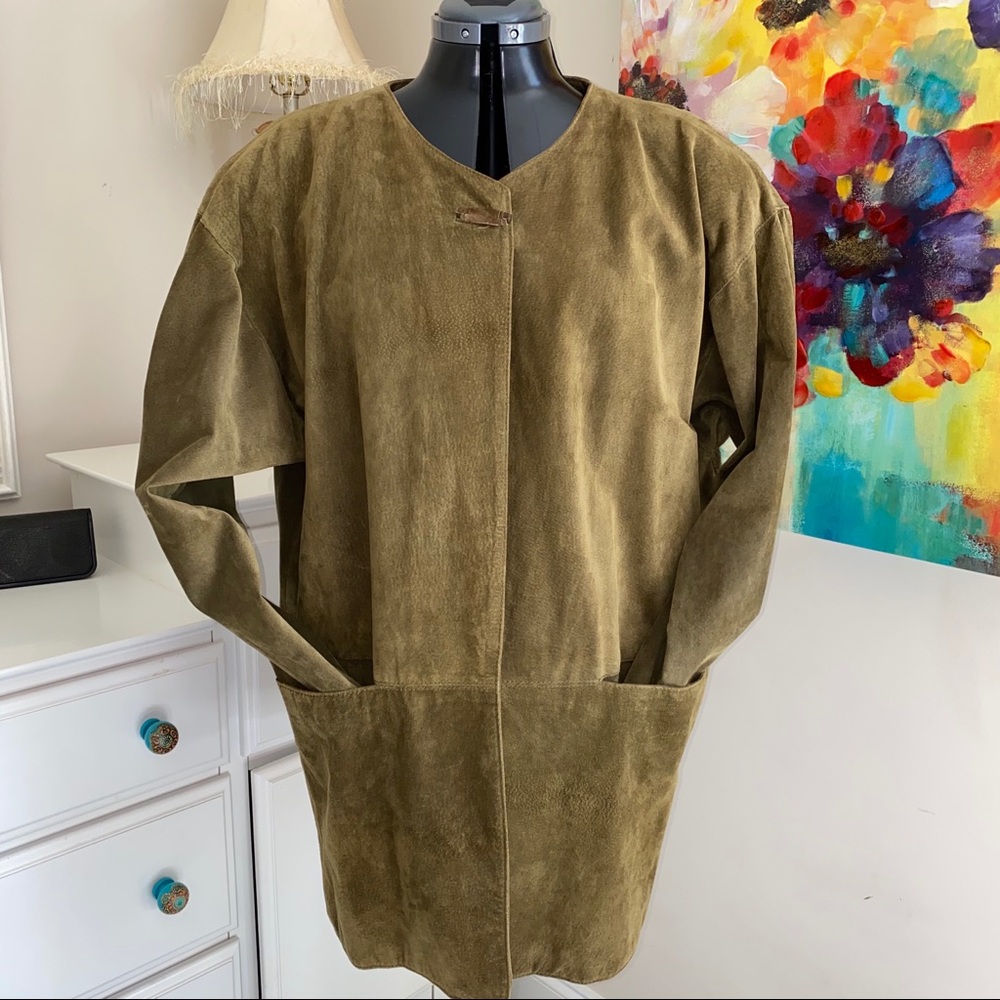 Vintage Suede Leather Trench Coat